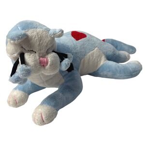 Amy Lacombe Plush Lying‎ Down Cat White Light Blue Red Spots Whimsiclay 21.5"